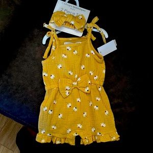 6-9 month brand new romper with headband